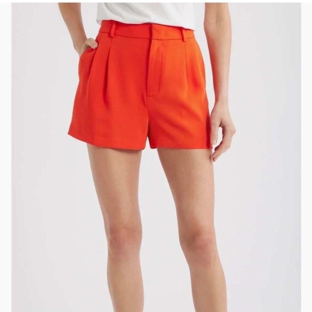 Madewell Womens Easy Pleated Trouser Shorts Red High Rise Size 2